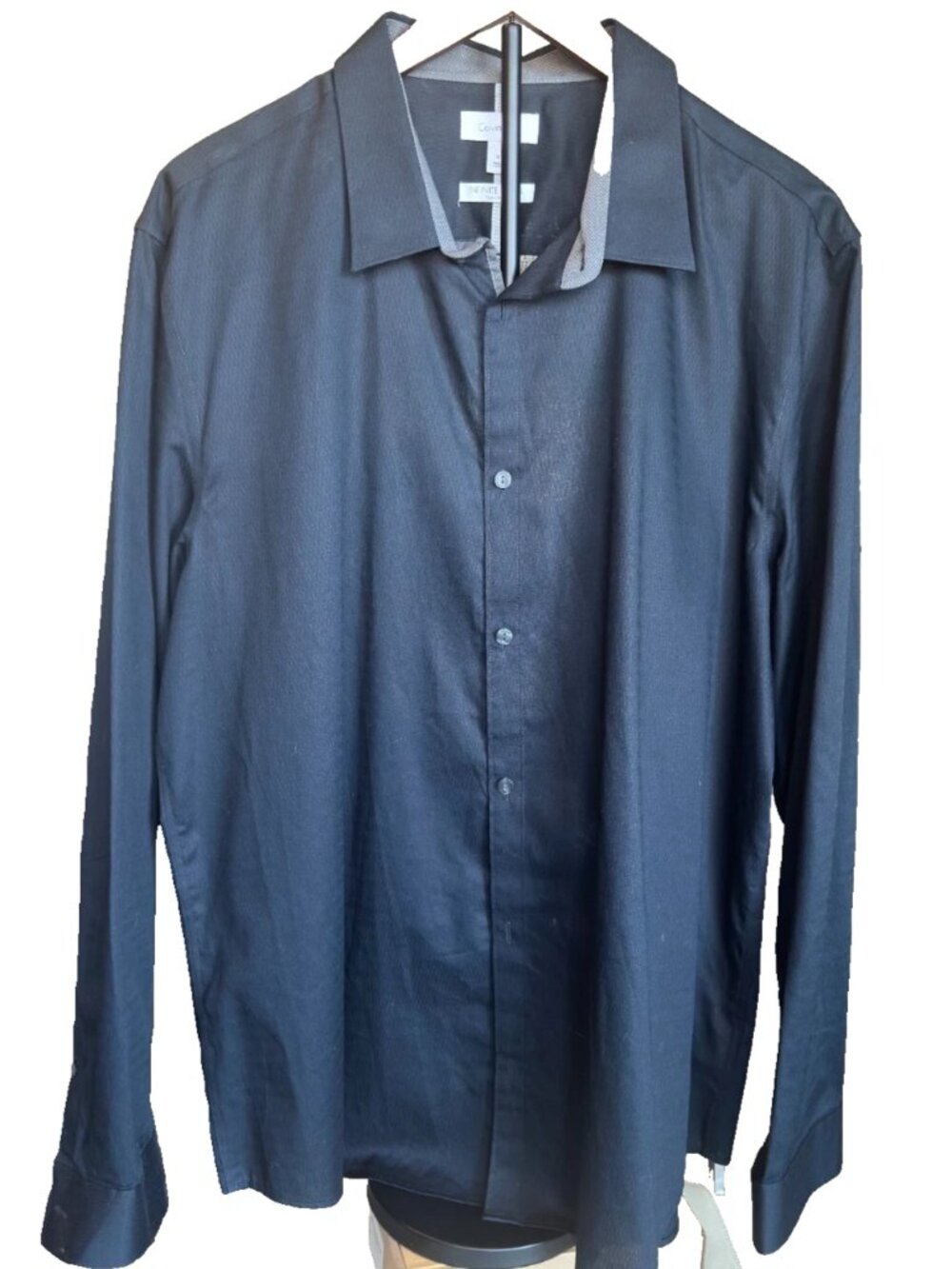 Calvin Klein Mens Infinite Cool Black Dress Shirt, Size XL